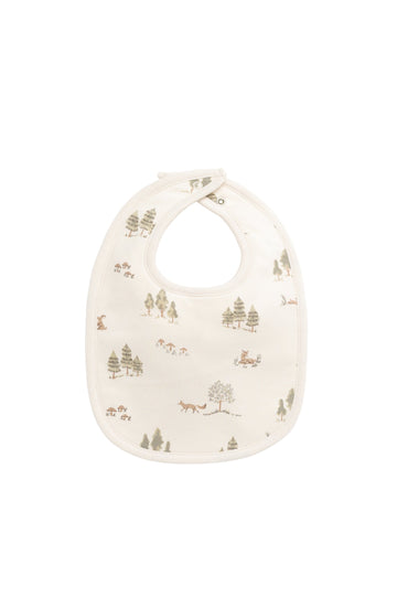 Organic Cotton Bib - Pine Forest Friends Childrens Bib from Jamie Kay Australia