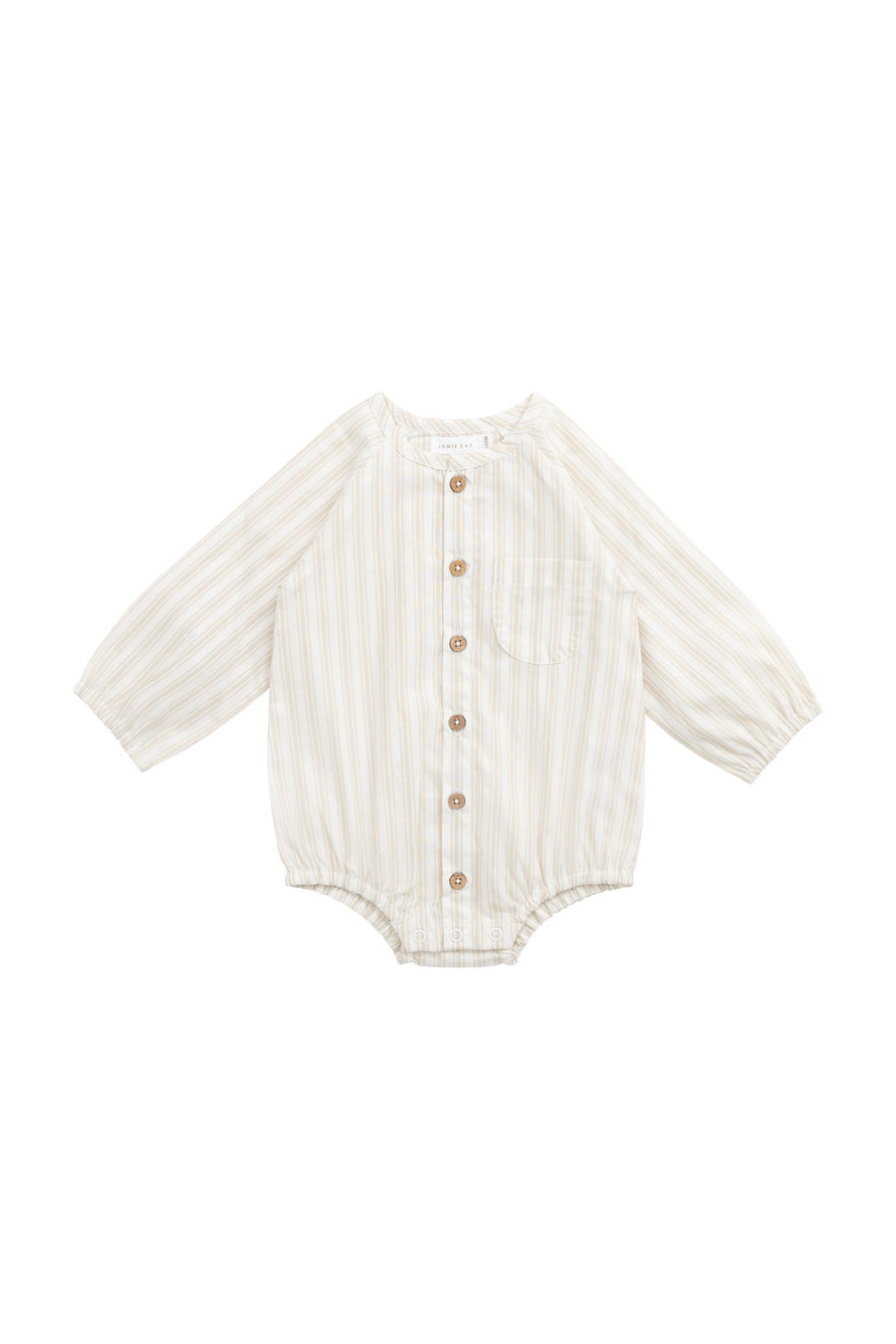 Organic Cotton Ellis Playsuit - Variegated Stripe Foam Childrens Playsuit from Jamie Kay Australia
