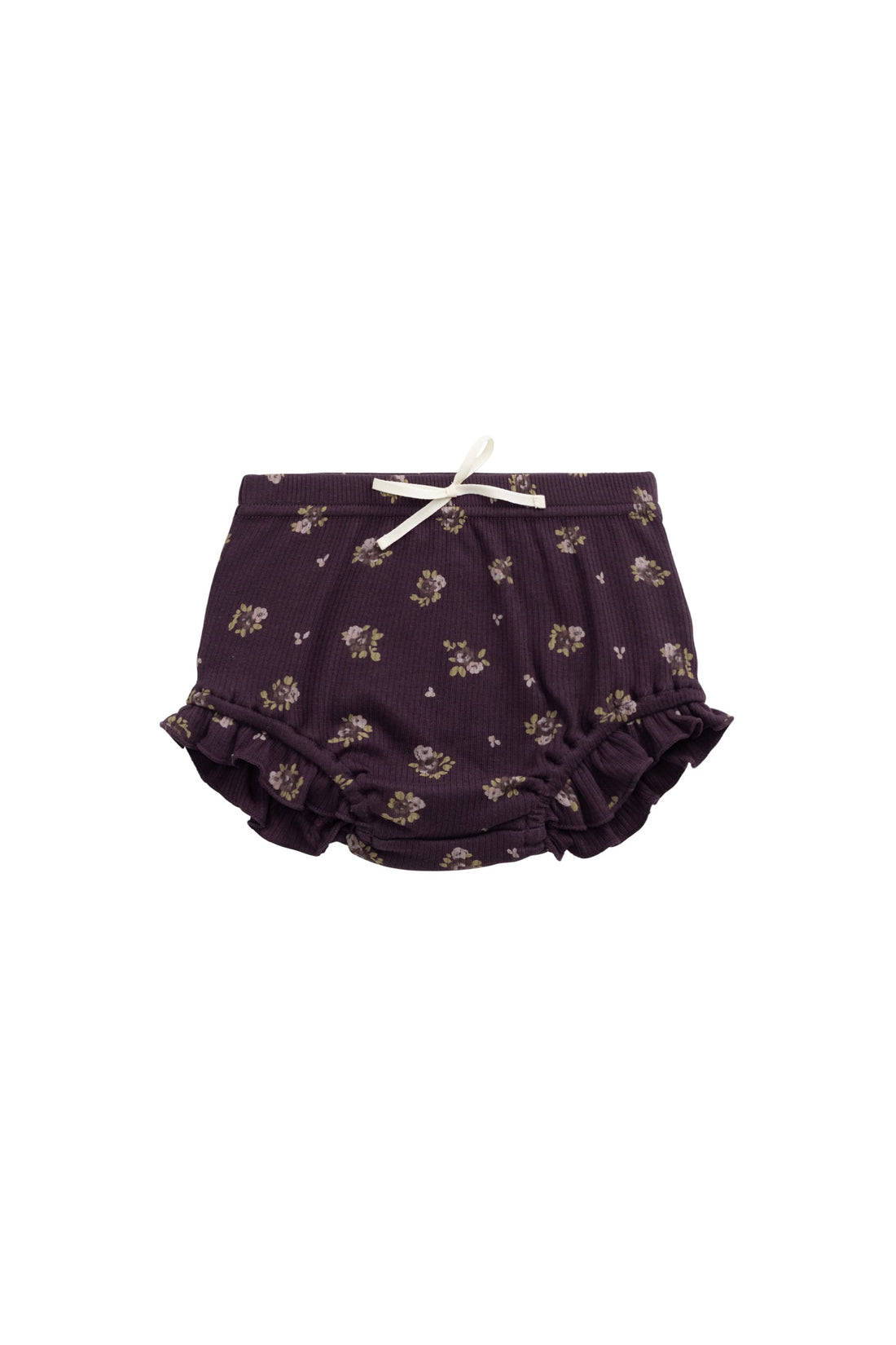 Organic Cotton Fine Rib Frill Bloomer - Simone Huckleberry Childrens Bloomer from Jamie Kay Australia