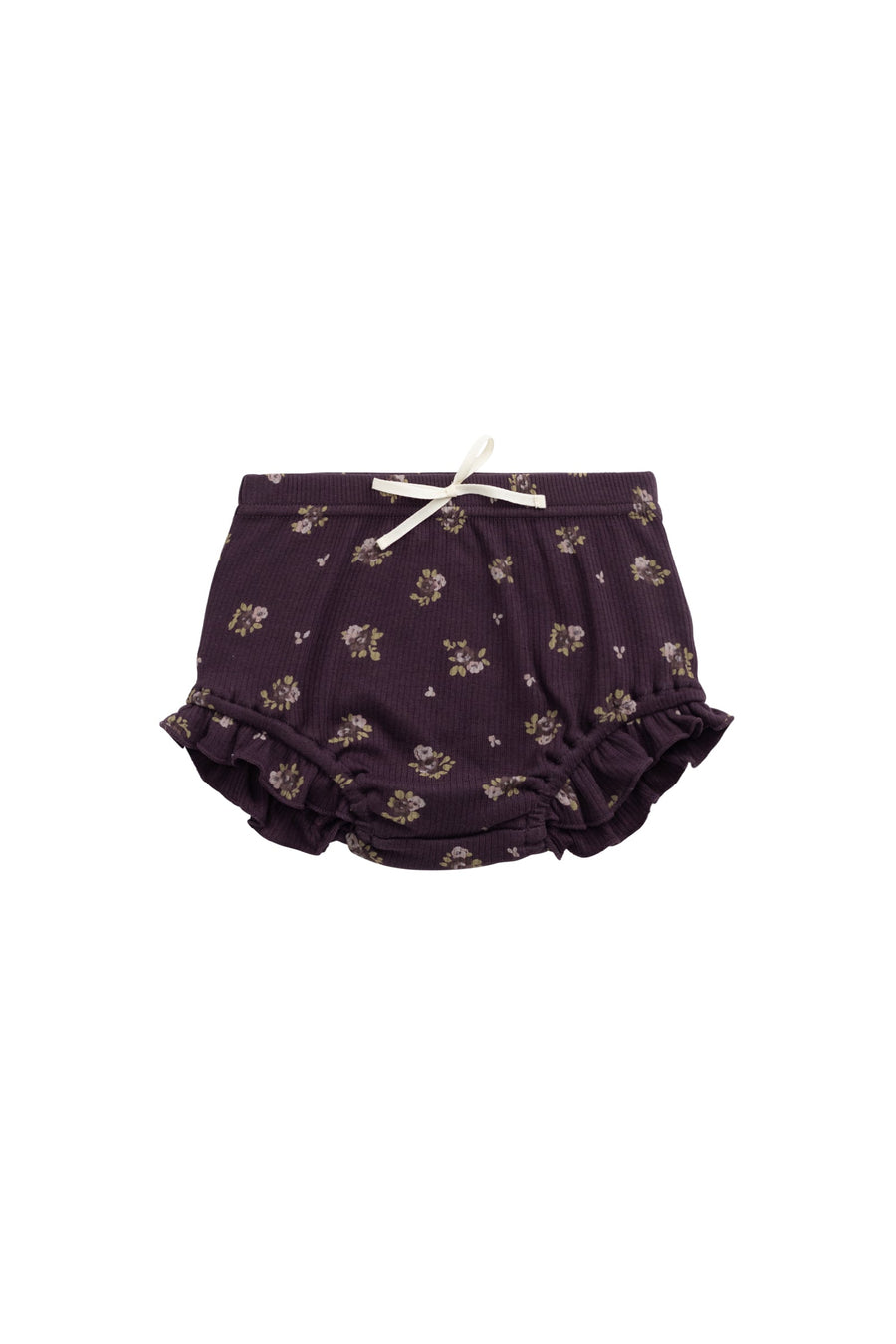 Organic Cotton Fine Rib Frill Bloomer - Simone Huckleberry Childrens Bloomer from Jamie Kay Australia