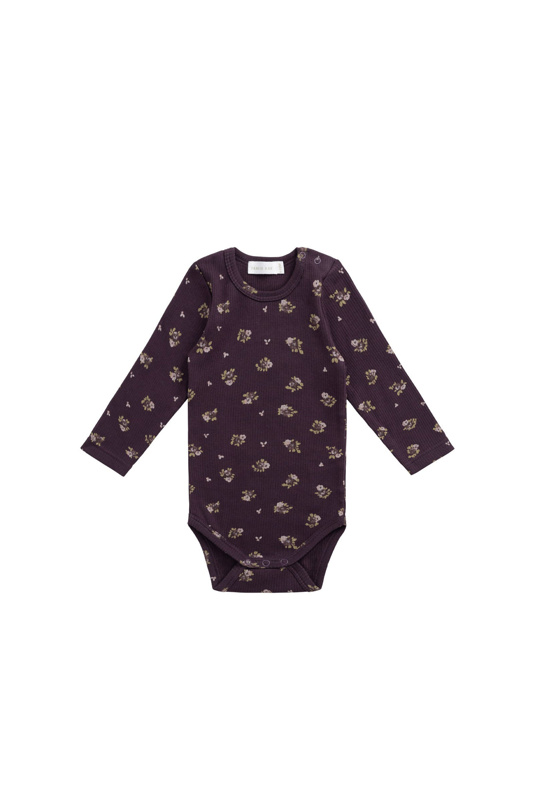 Organic Cotton Fine Rib Long Sleeve Bodysuit - Simone Huckleberry Childrens Bodysuit from Jamie Kay Australia