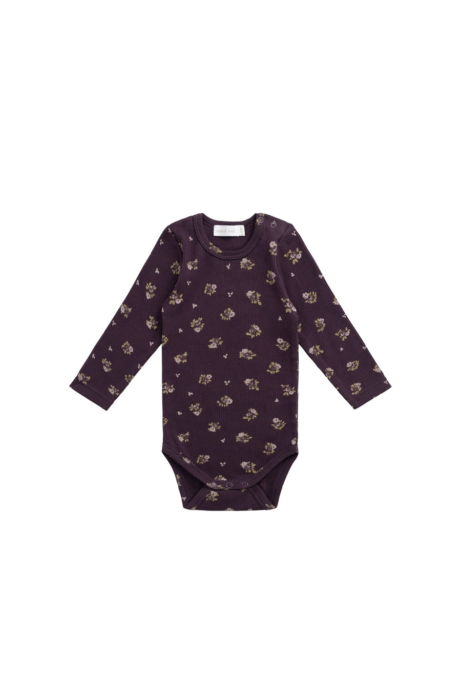 Organic Cotton Fine Rib Long Sleeve Bodysuit - Simone Huckleberry Childrens Bodysuit from Jamie Kay Australia