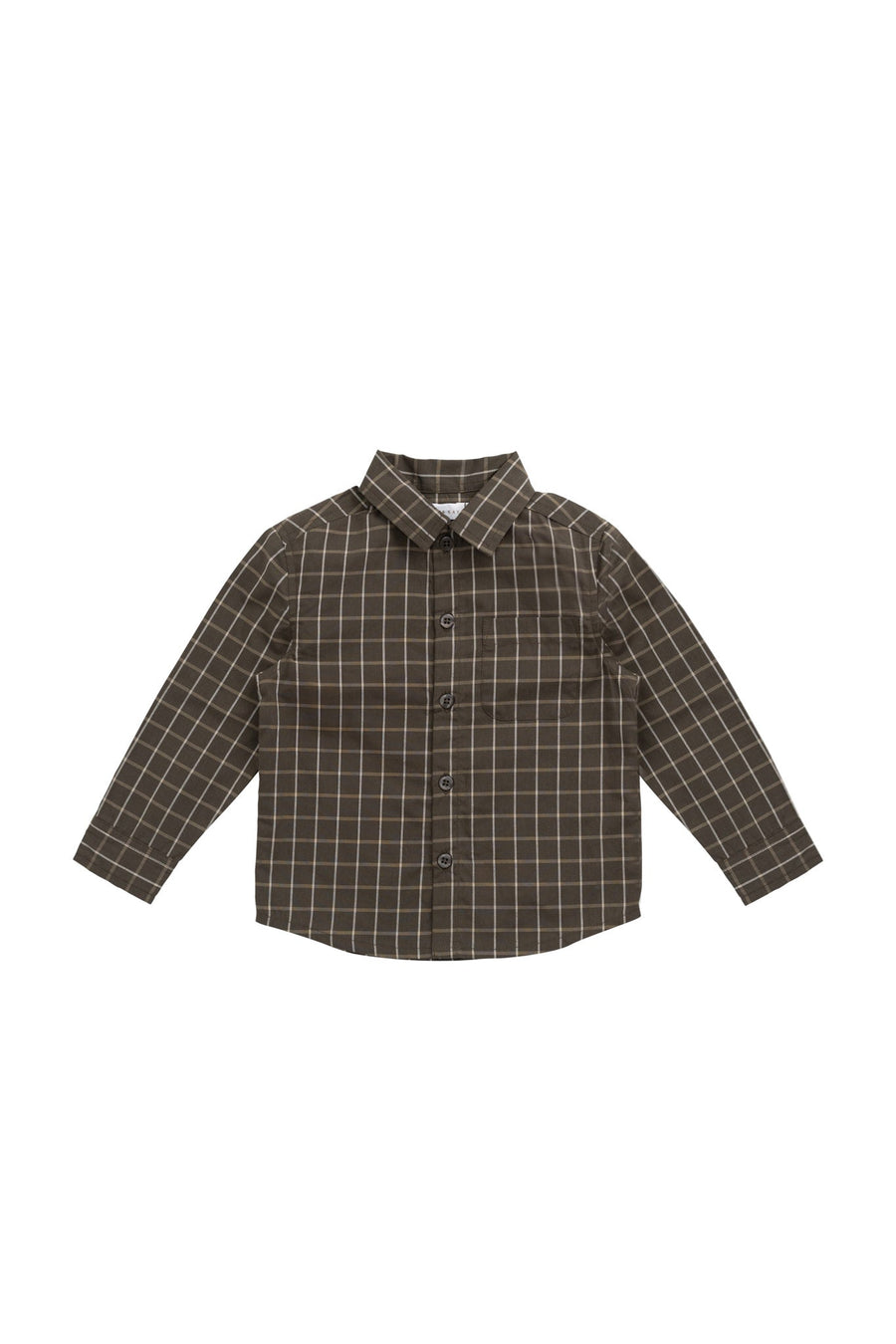 Organic Cotton Isaiah Shirt - Variegated Grid Tarmac Childrens Shirt from Jamie Kay Australia