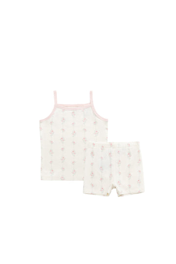 Organic Cotton Jolie Singlet Pyjama Set - Rose Trail Childrens Pyjama from Jamie Kay Australia