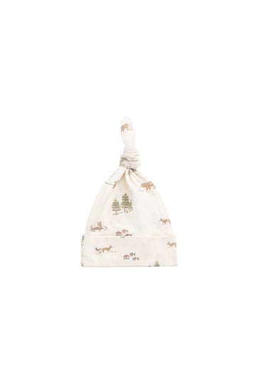 Organic Cotton Knot Beanie - Pine Forest Friends Childrens Beanie from Jamie Kay Australia