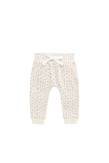 Organic Cotton Lilith Track Pant - Posy Garden Pink Childrens Pant from Jamie Kay Australia