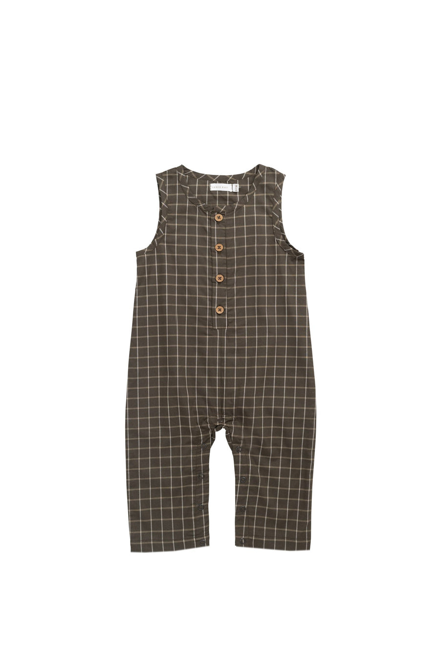 Organic Cotton Milo Jumpsuit - Variegated Grid Tarmac Childrens Jumpsuit from Jamie Kay Australia