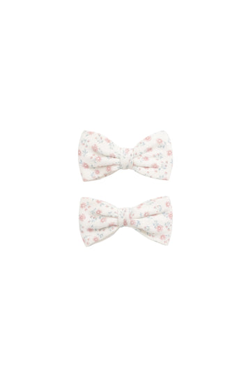 Organic Cotton Noelle 2pk Bow - Posy Garden Pink