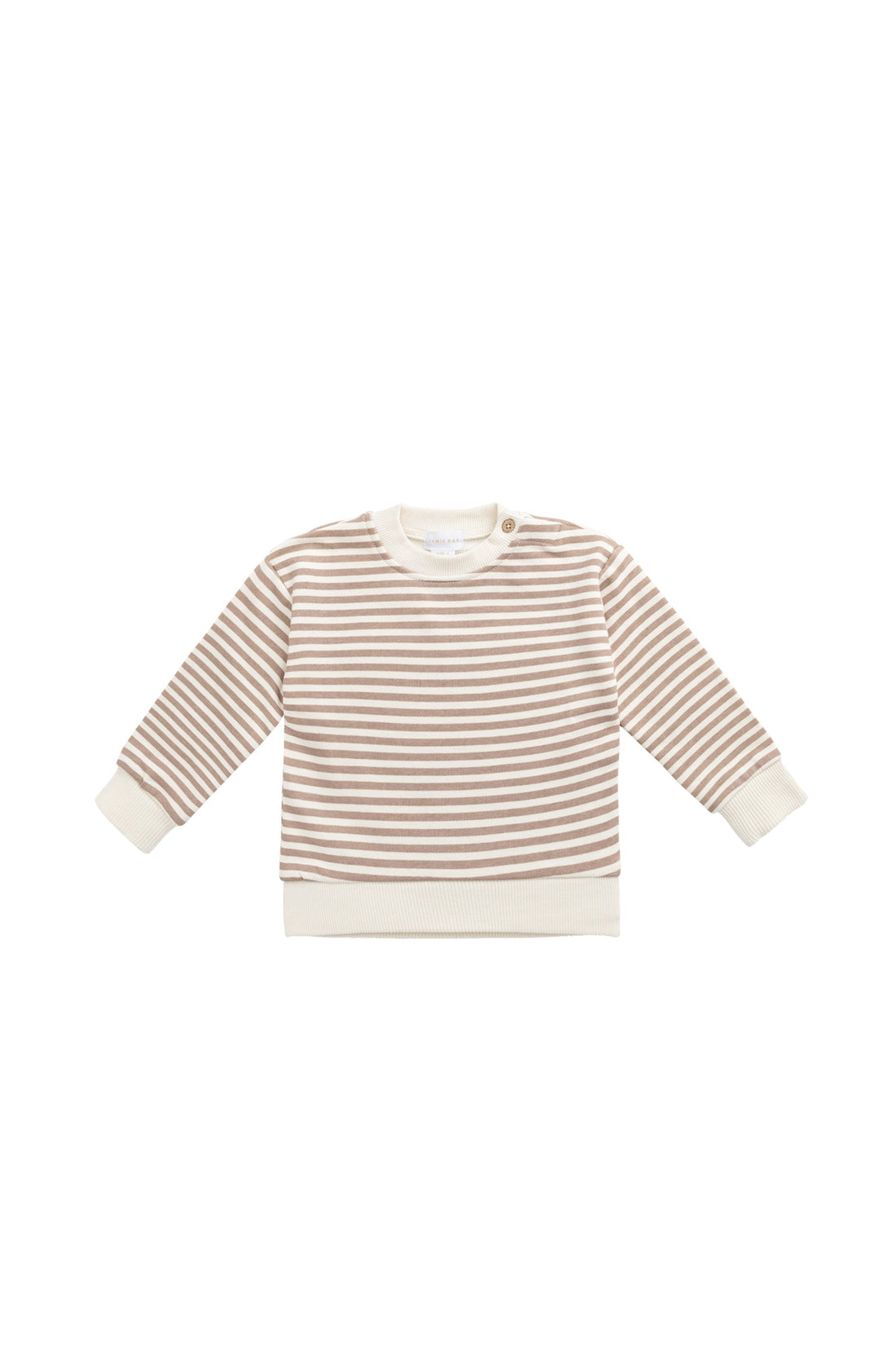 Organic Cotton Peyton Sweatshirt - Standard Stripe Carven Clay/Cloud Childrens Top from Jamie Kay Australia