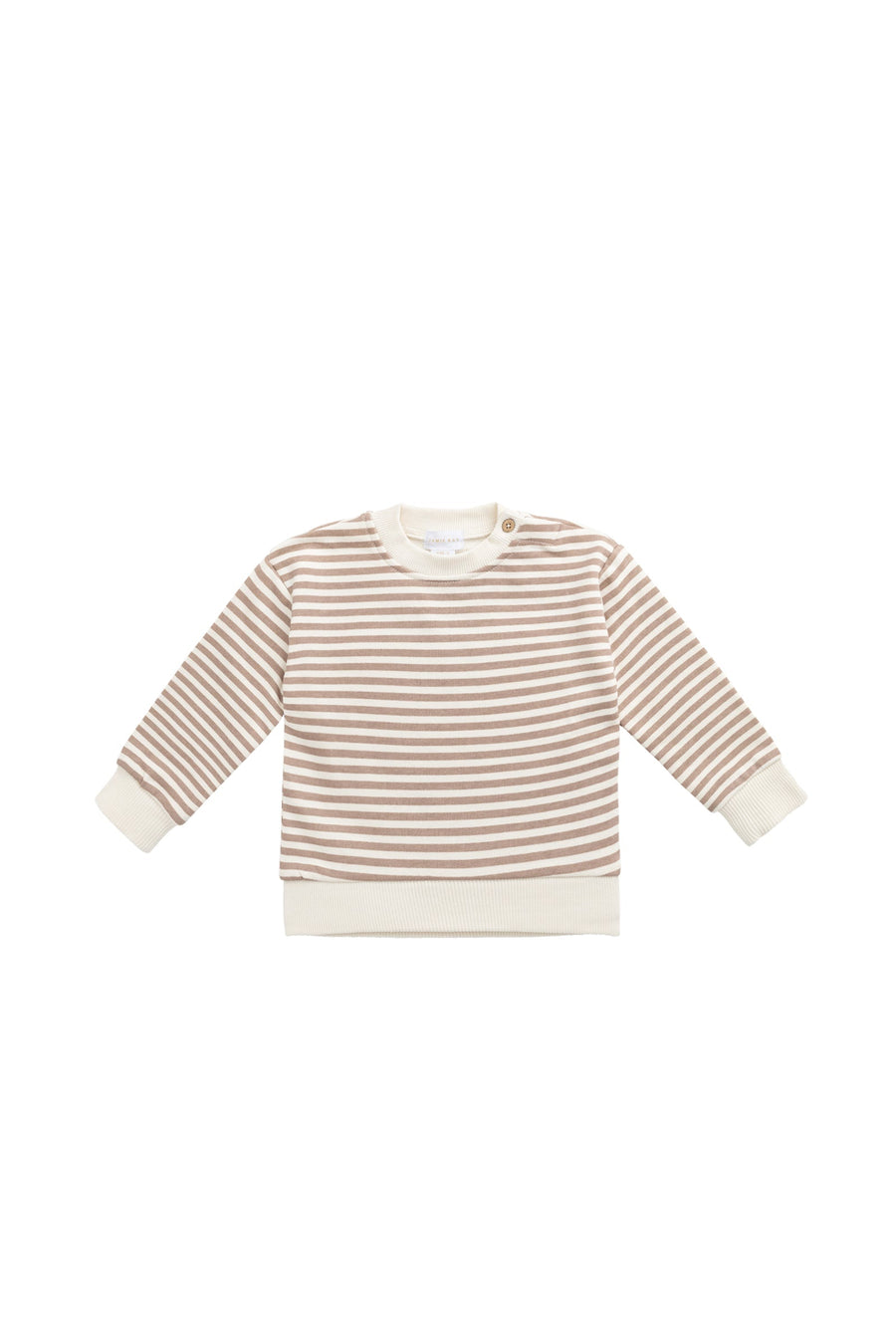 Organic Cotton Peyton Sweatshirt - Standard Stripe Carven Clay/Cloud Childrens Top from Jamie Kay Australia