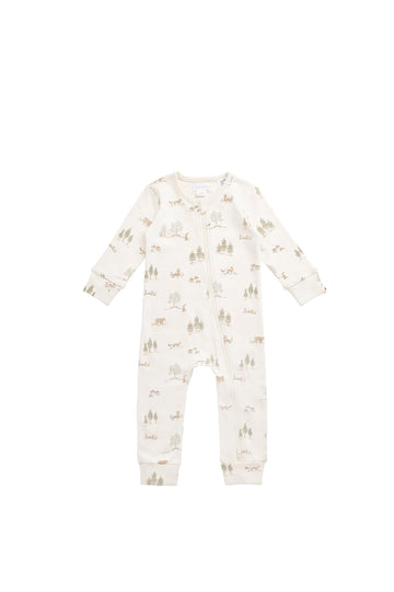 Organic Cotton Reese Zip Onepiece - Pine Forest Friends Childrens Onepiece from Jamie Kay Australia