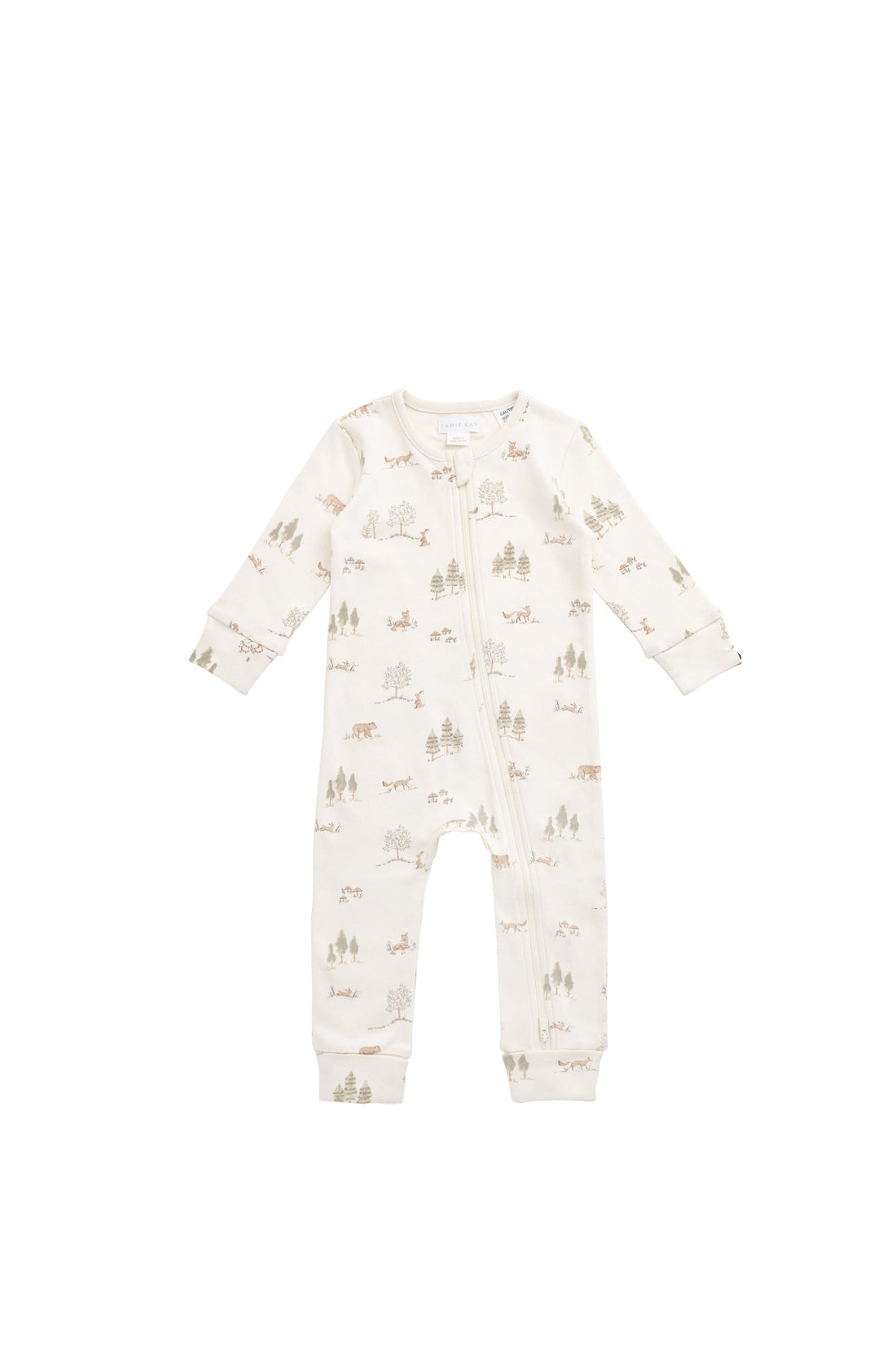 Organic Cotton Reese Zip Onepiece - Pine Forest Friends Childrens Onepiece from Jamie Kay Australia
