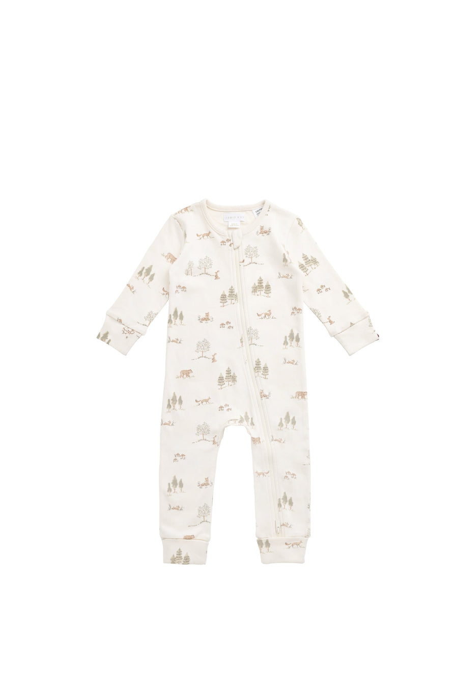 Organic Cotton Reese Zip Onepiece - Pine Forest Friends Childrens Onepiece from Jamie Kay Australia