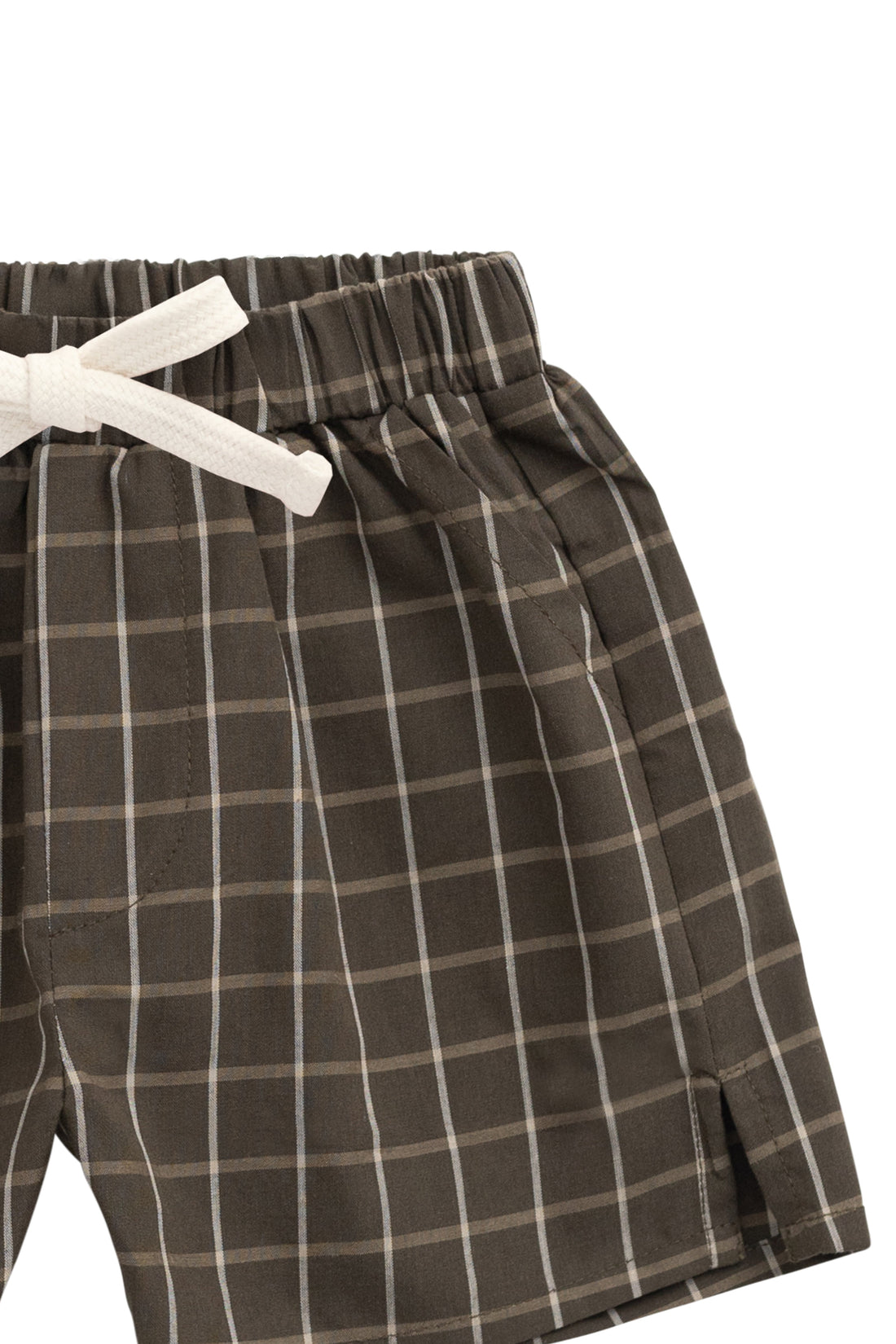 Organic Cotton Silas Short - Variegated Grid Tarmac Childrens Short from Jamie Kay Australia