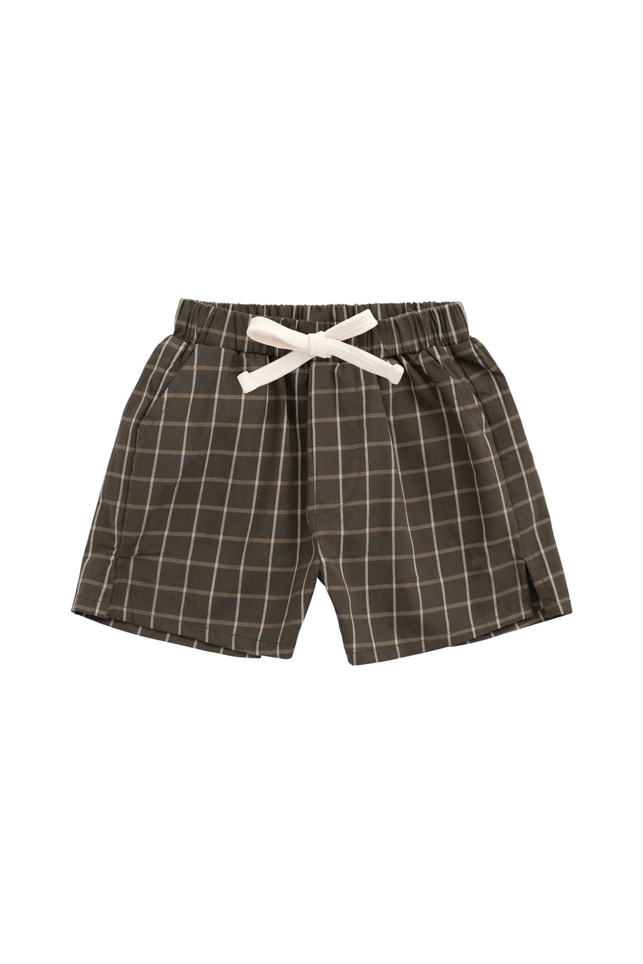 Organic Cotton Silas Short - Variegated Grid Tarmac Childrens Short from Jamie Kay Australia