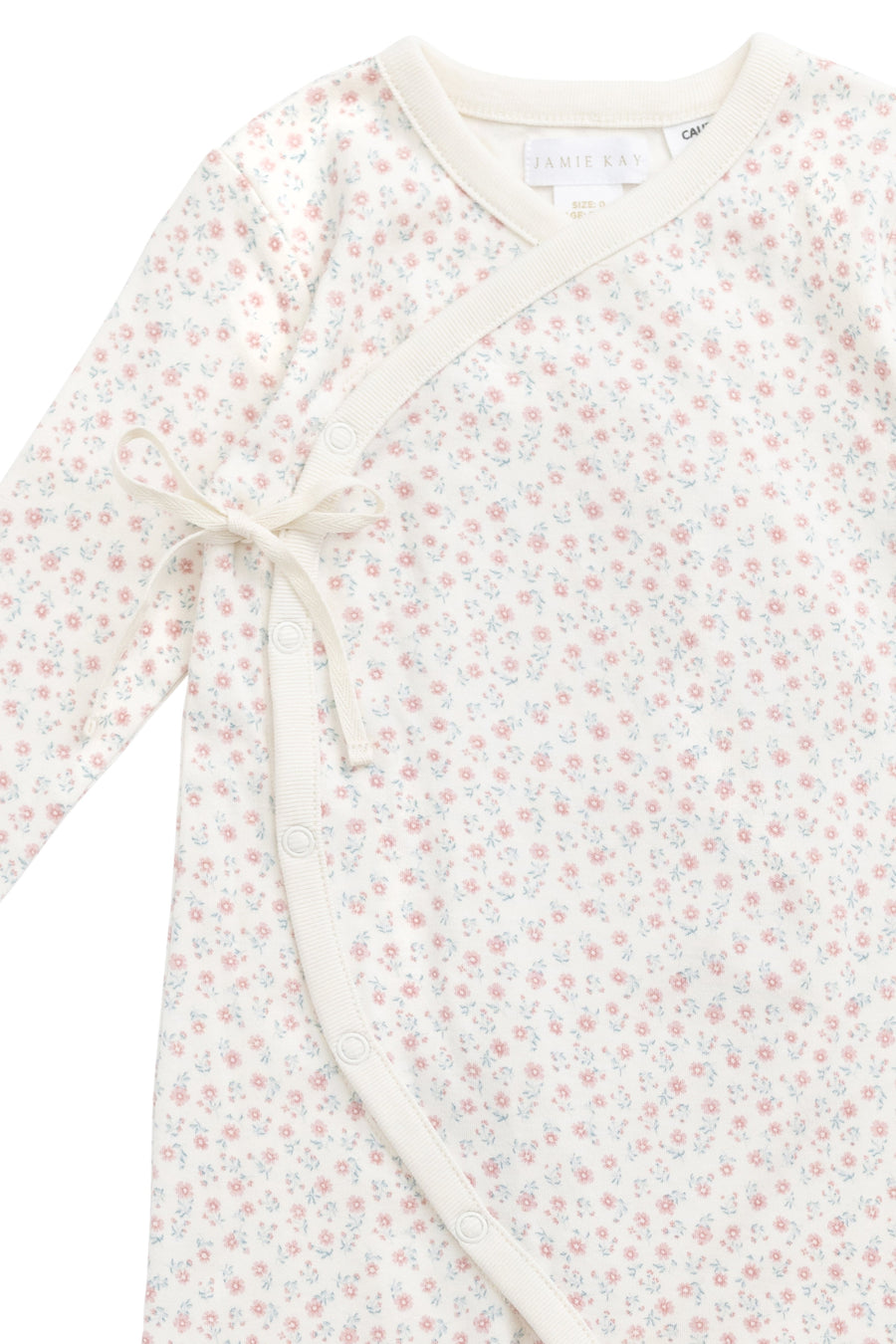Organic Cotton Wrap Onepiece - Posy Garden Pink Childrens Onepiece from Jamie Kay Australia