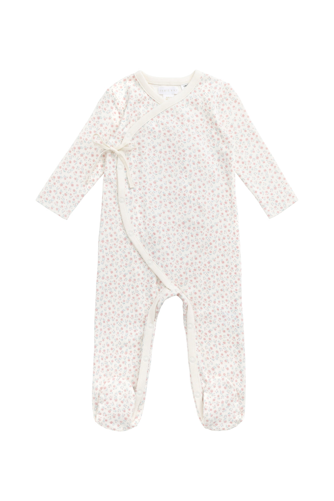 Organic Cotton Wrap Onepiece - Posy Garden Pink Childrens Onepiece from Jamie Kay Australia