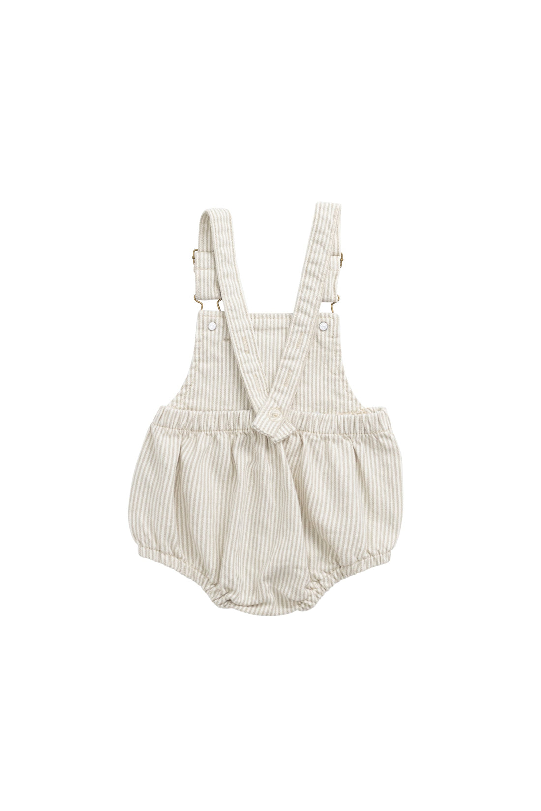 Pax Playsuit - Fine Vertical Stripe Sandy Brown/Cloud Childrens Playsuit from Jamie Kay Australia