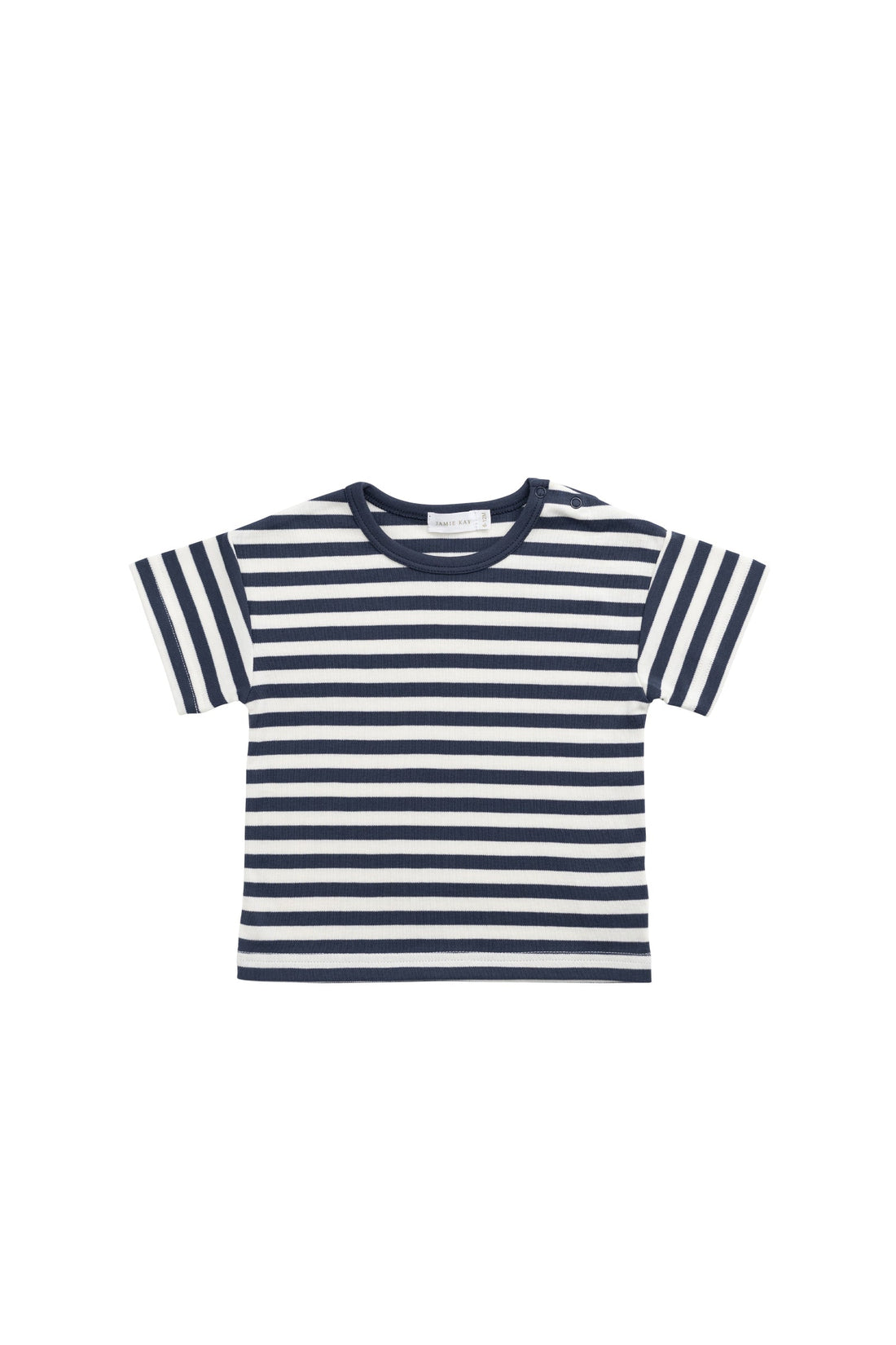 Pima Cotton Hunter Tee - Essential Stripe Charter/Cloud Childrens Top from Jamie Kay Australia