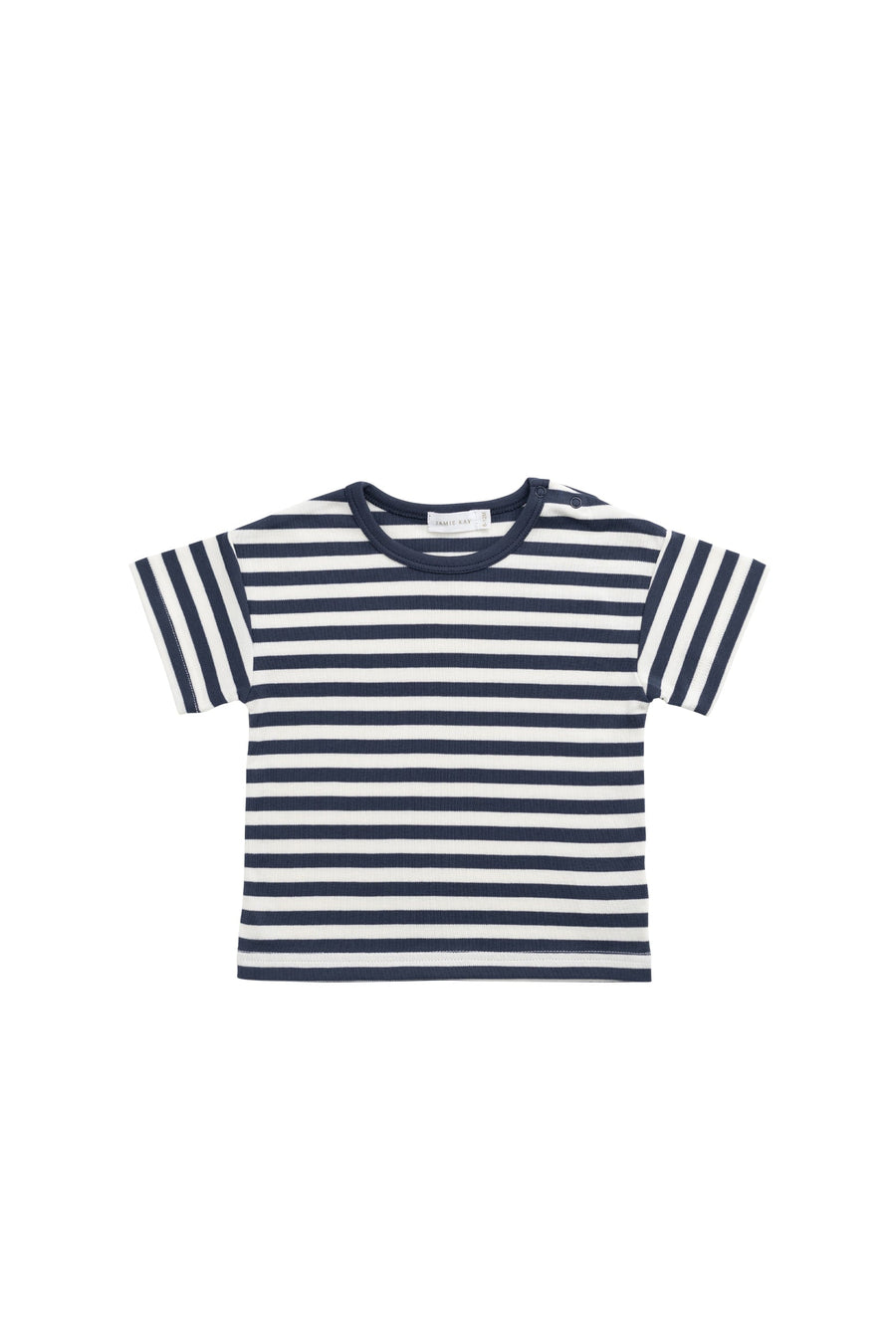 Pima Cotton Hunter Tee - Essential Stripe Charter/Cloud Childrens Top from Jamie Kay Australia
