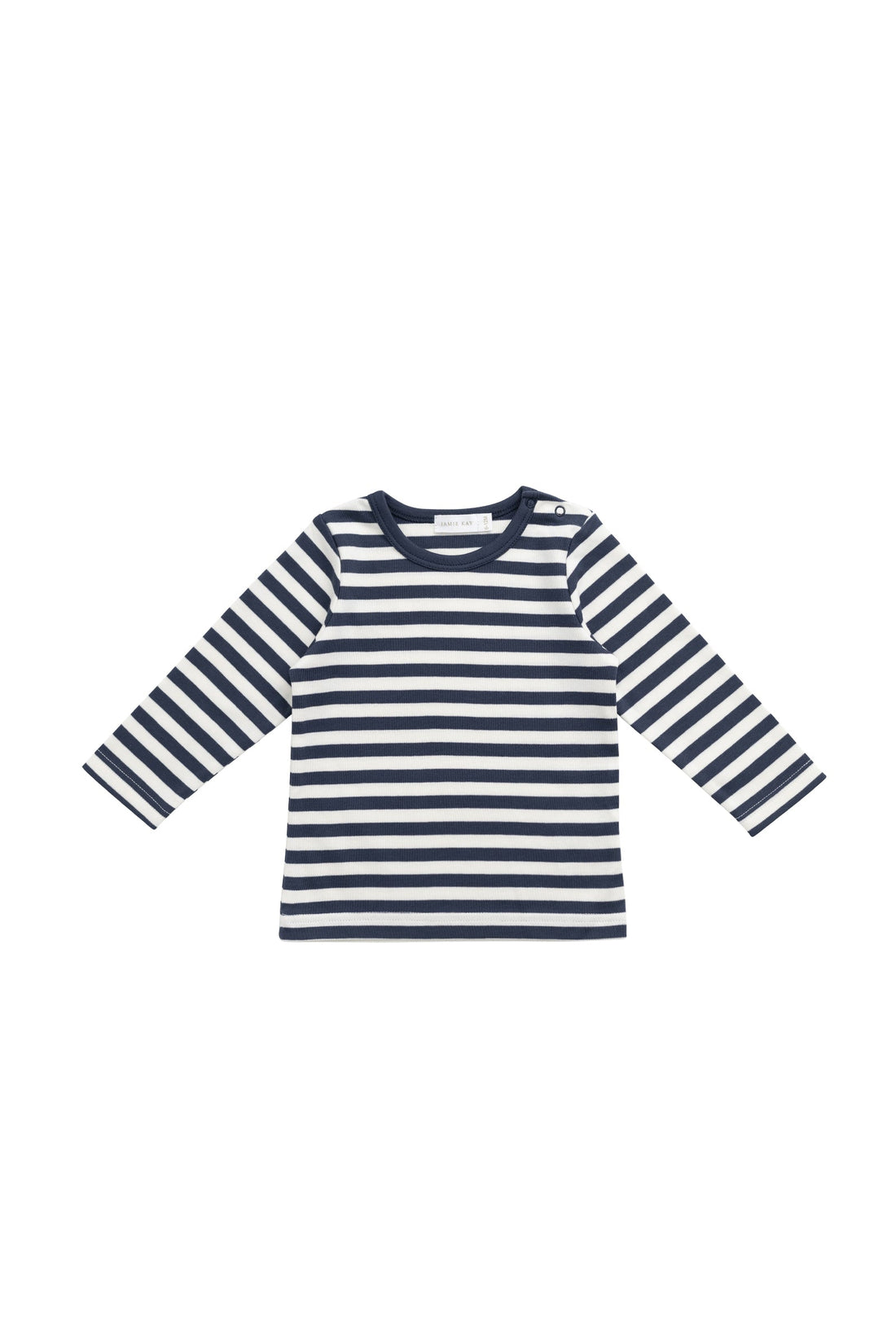Pima Cotton Vinny Long Sleeve Top - Essential Stripe Charter/Cloud Childrens Top from Jamie Kay Australia