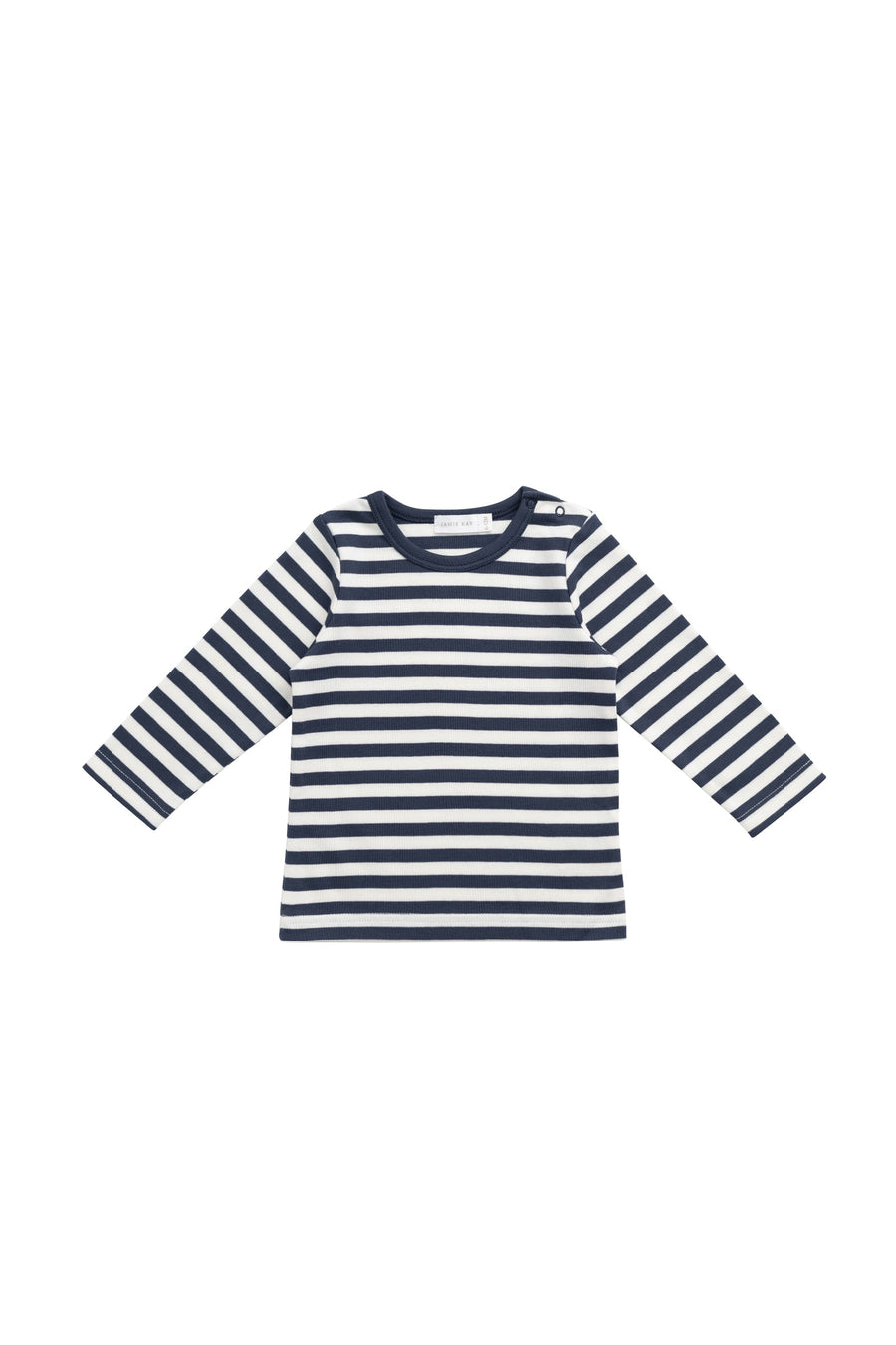 Pima Cotton Vinny Long Sleeve Top - Essential Stripe Charter/Cloud Childrens Top from Jamie Kay Australia