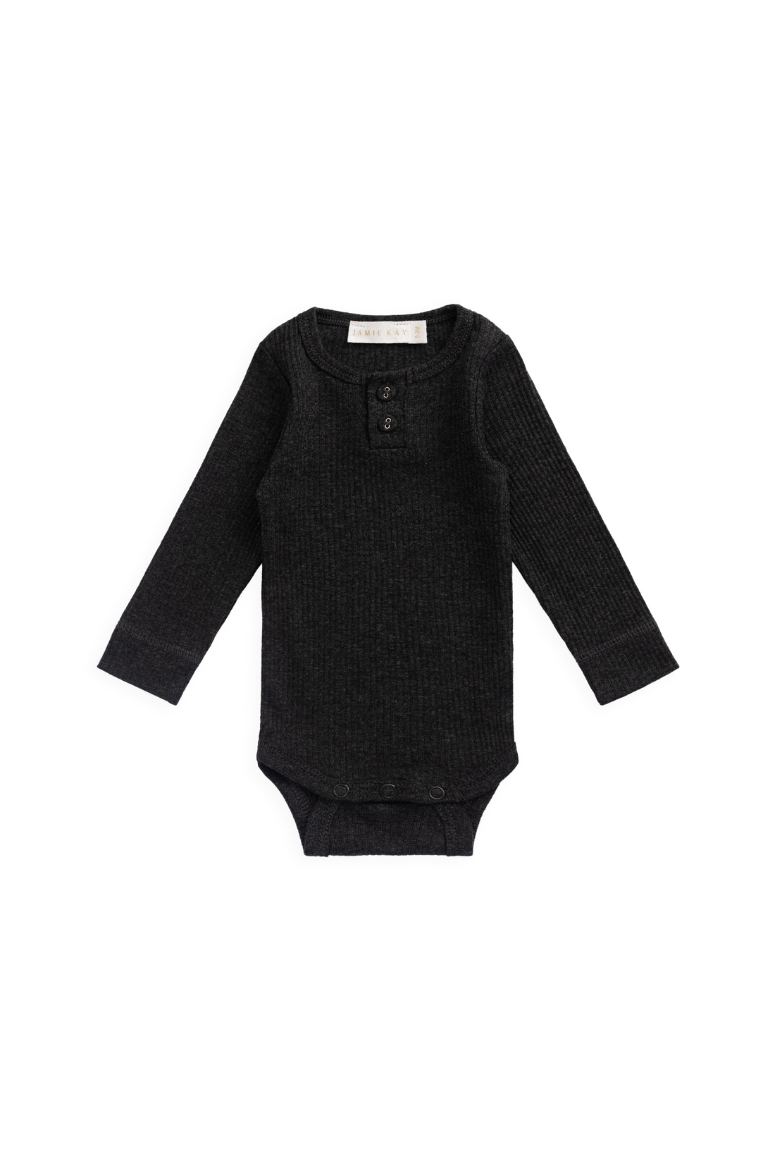 Organic Cotton Modal Long Sleeve Bodysuit - Dark Grey Marle Childrens Bodysuit from Jamie Kay Australia