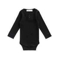 Organic Cotton Modal Long Sleeve Bodysuit - Dark Grey Marle Childrens Bodysuit from Jamie Kay Australia
