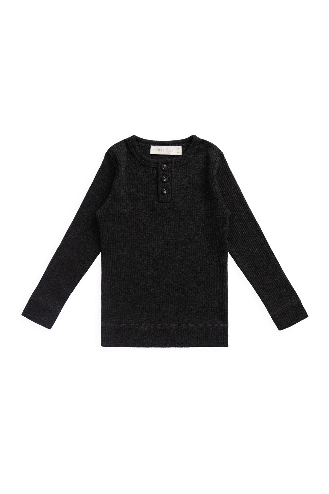 Organic Cotton Modal Long Sleeve Henley - Dark Grey Marle Childrens Top from Jamie Kay Australia