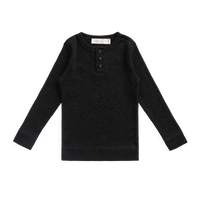 Organic Cotton Modal Long Sleeve Henley - Dark Grey Marle Childrens Top from Jamie Kay Australia