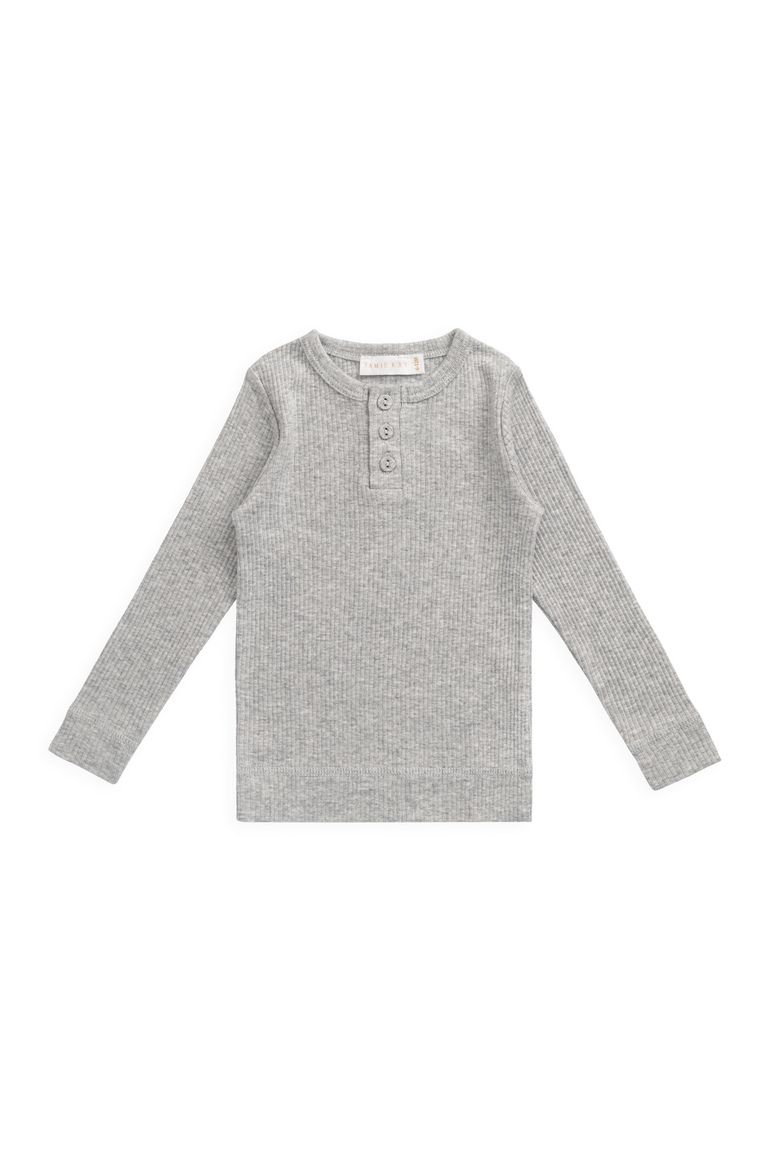 Organic Cotton Modal Long Sleeve Henley - Light Grey Marle Childrens Top from Jamie Kay Australia