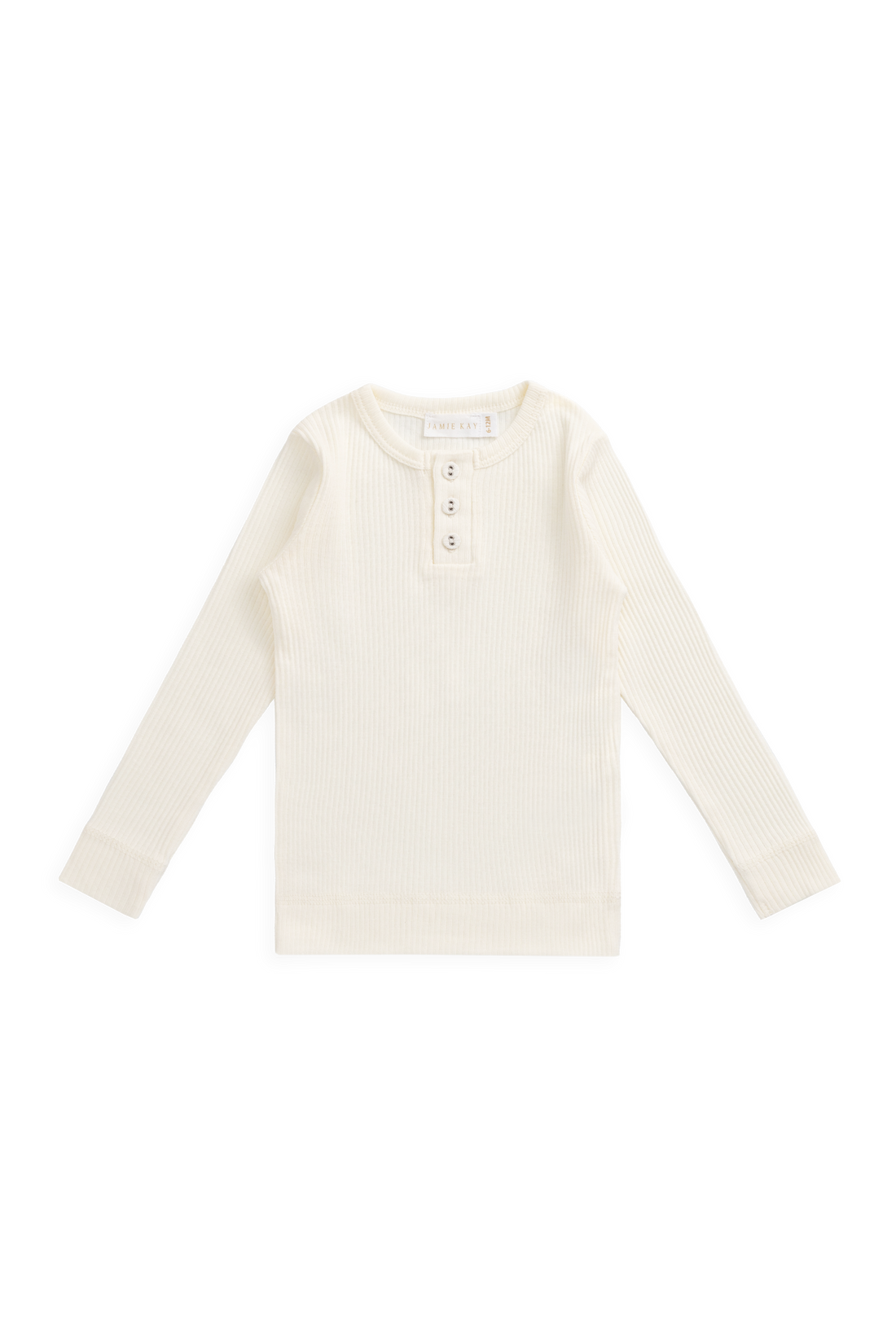 Organic Cotton Modal Long Sleeve Henley - Milk Childrens Top from Jamie Kay Australia