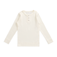 Organic Cotton Modal Long Sleeve Henley - Milk Childrens Top from Jamie Kay Australia