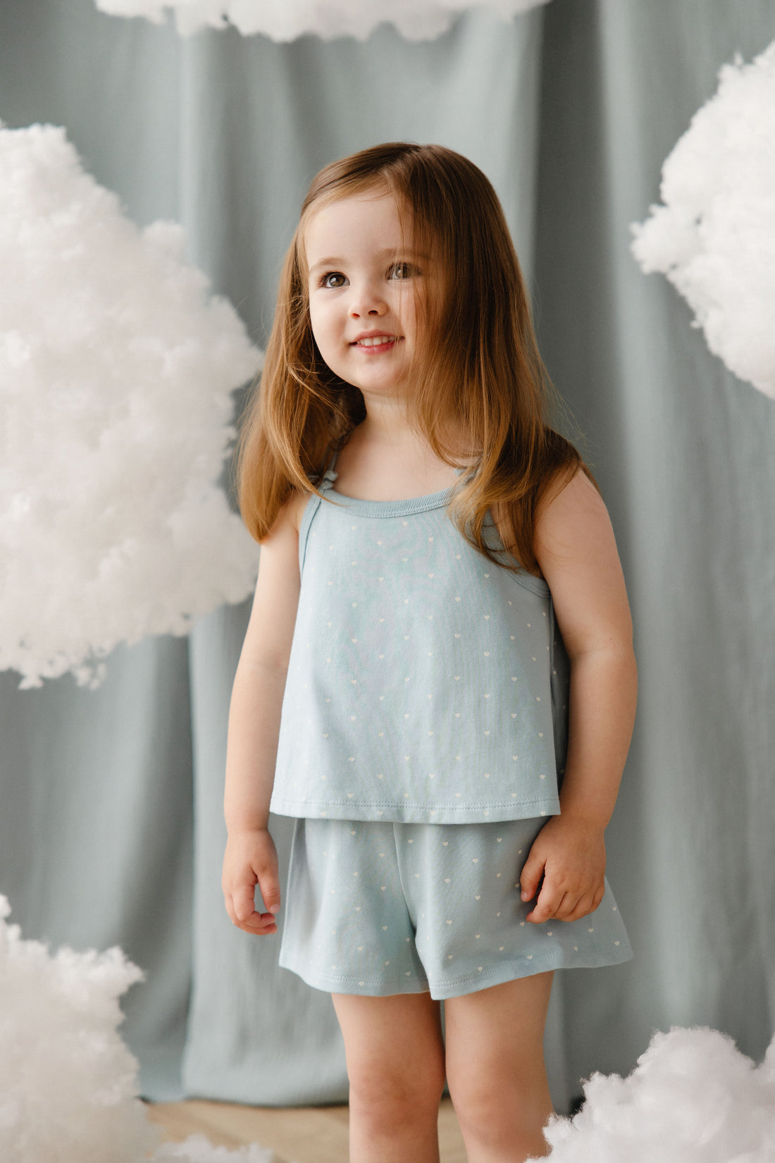 Organic Cotton Jaida Pyjama Singlet Set - Mon Amour Blue Childrens Pyjamas from Jamie Kay Australia