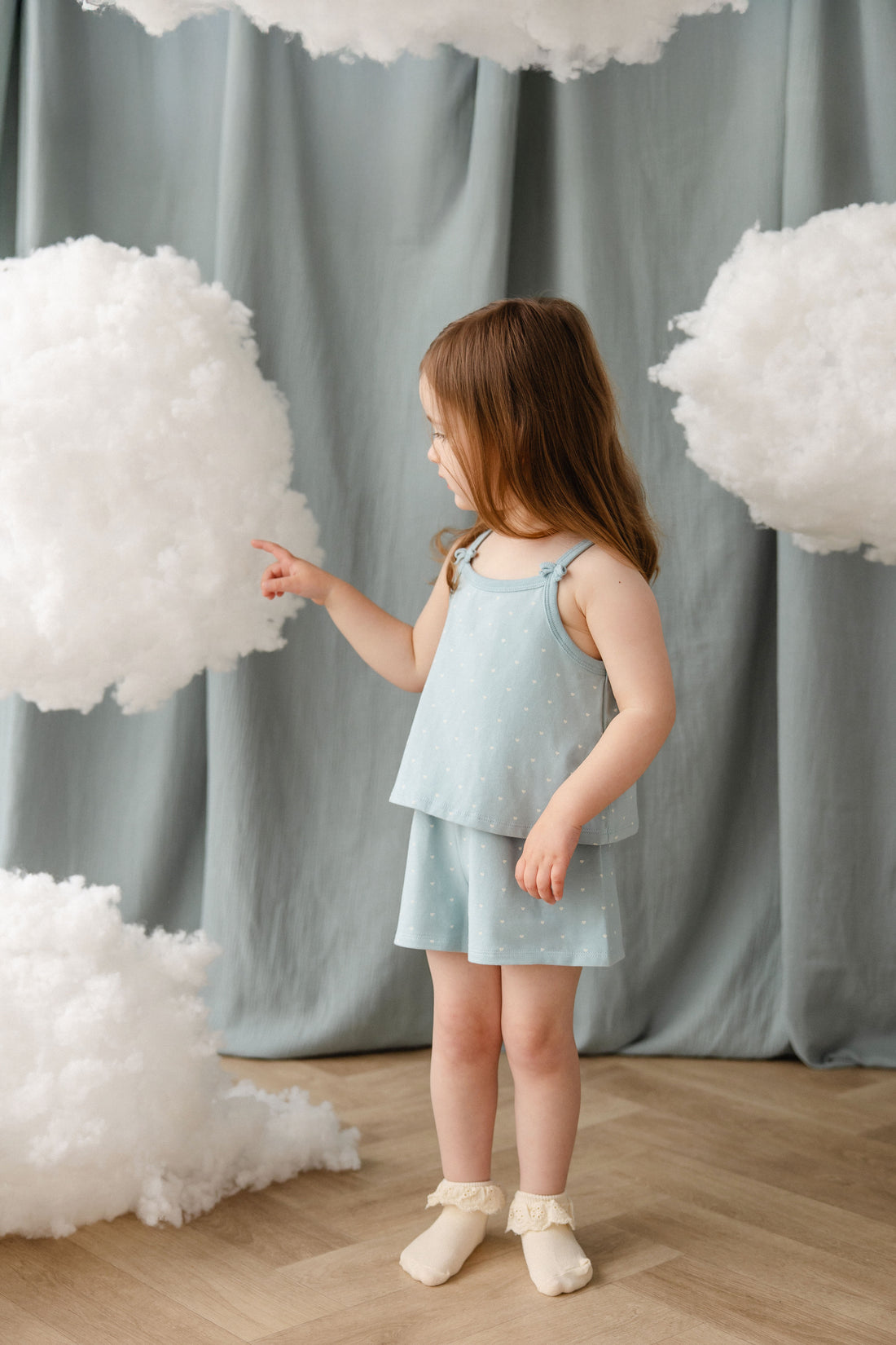 Organic Cotton Jaida Pyjama Singlet Set - Mon Amour Blue Childrens Pyjamas from Jamie Kay Australia