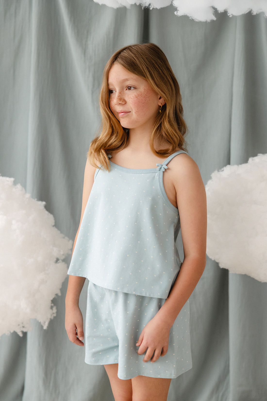 Organic Cotton Jaida Pyjama Singlet Set - Mon Amour Blue Childrens Pyjamas from Jamie Kay Australia