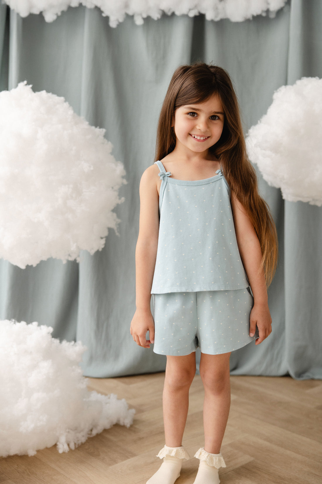 Organic Cotton Jaida Pyjama Singlet Set - Mon Amour Blue Childrens Pyjamas from Jamie Kay Australia