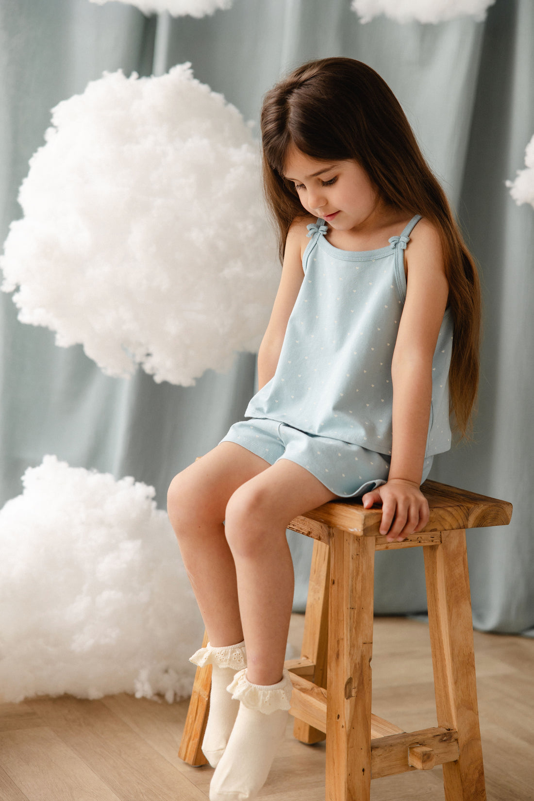 Organic Cotton Jaida Pyjama Singlet Set - Mon Amour Blue Childrens Pyjamas from Jamie Kay Australia