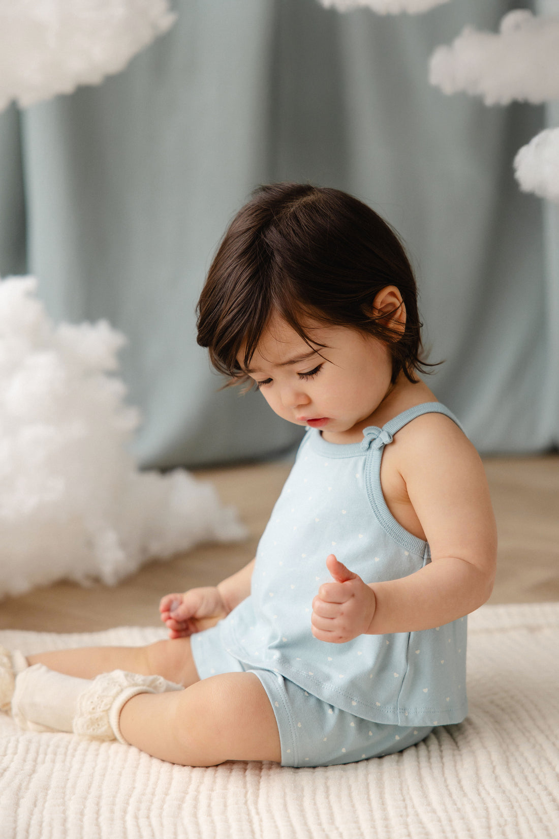 Organic Cotton Jaida Pyjama Singlet Set - Mon Amour Blue Childrens Pyjamas from Jamie Kay Australia