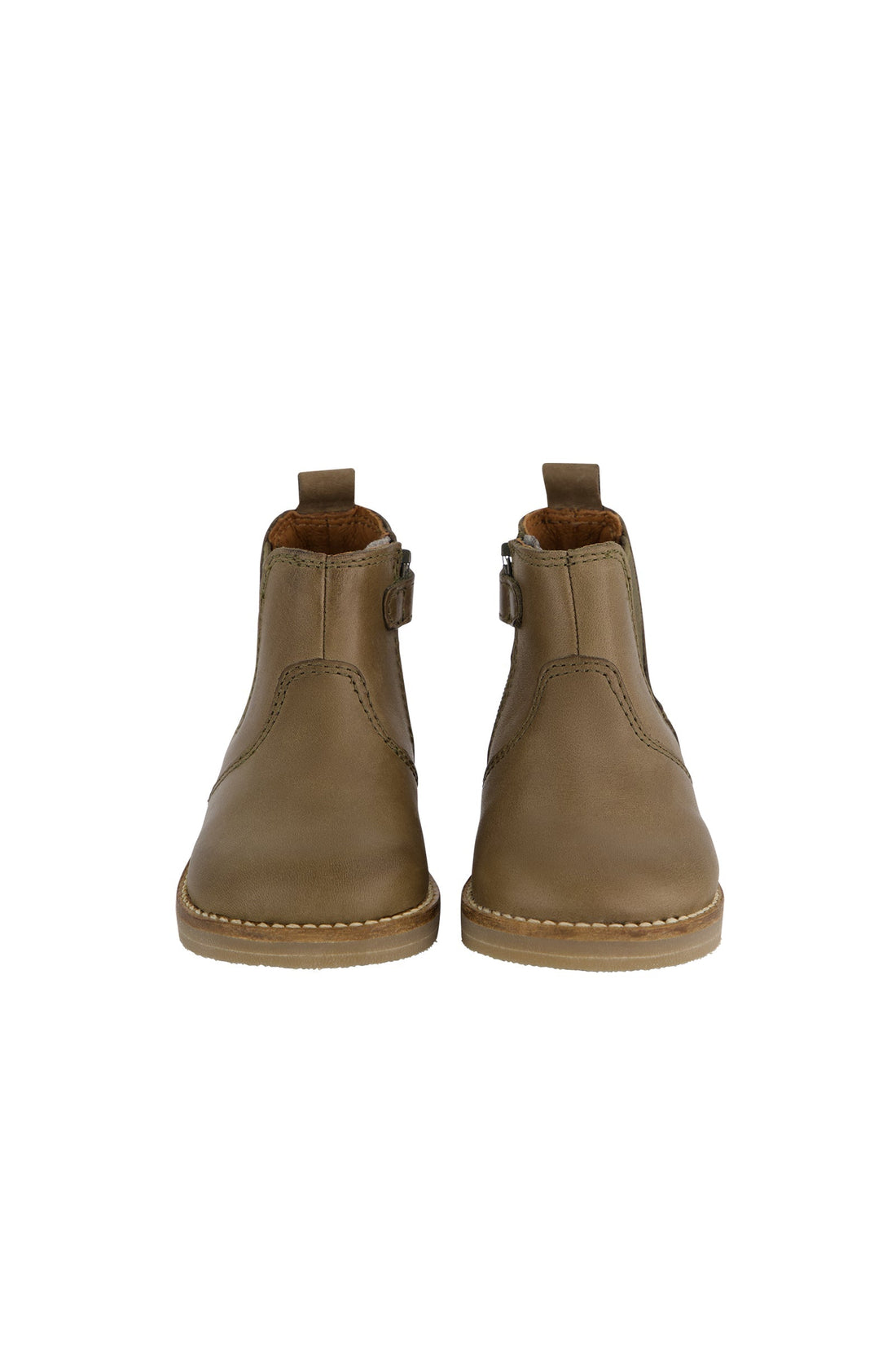 Leather Boot with Elastic Side - Olive Childrens Footwear from Jamie Kay Australia