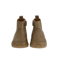 Leather Boot with Elastic Side - Olive Childrens Footwear from Jamie Kay Australia