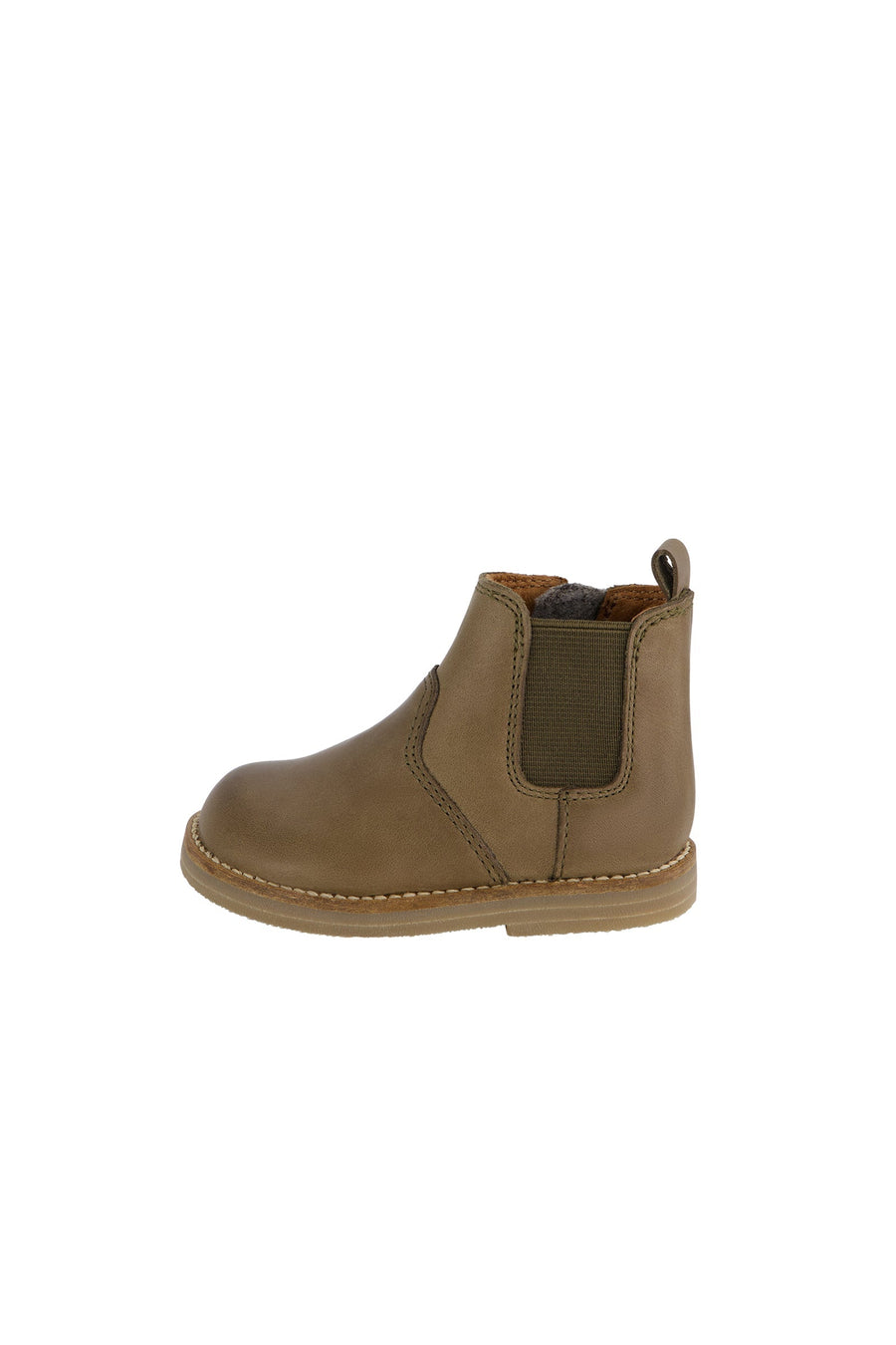 Leather Boot with Elastic Side - Olive Childrens Footwear from Jamie Kay Australia