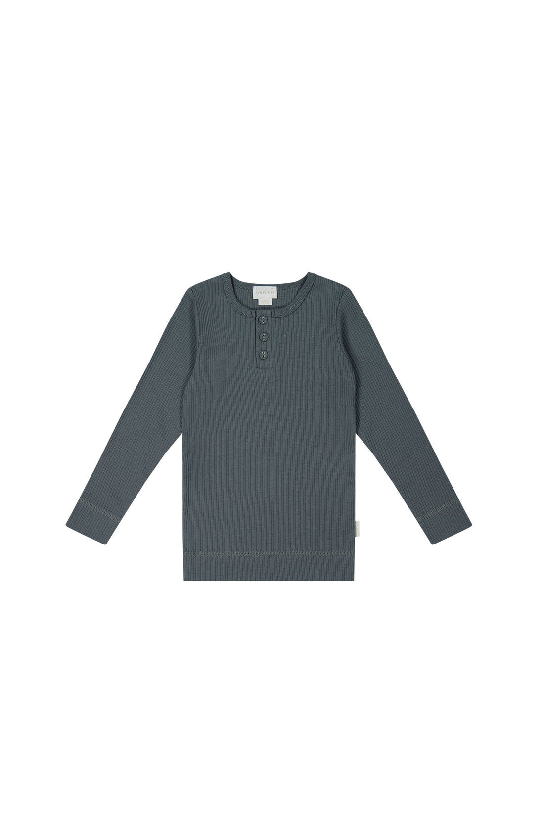 Organic Cotton Modal Long Sleeve Henley - Smoke Childrens Top from Jamie Kay Australia