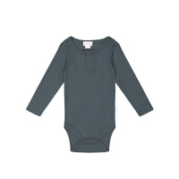 Organic Cotton Modal Long Sleeve Bodysuit  - Smoke Childrens Bodysuit from Jamie Kay Australia