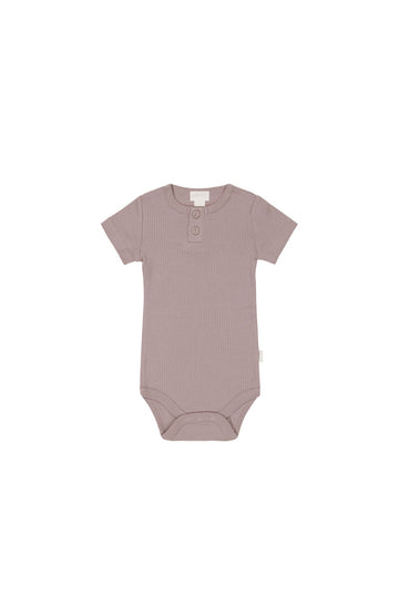 Organic Cotton Modal Darcy Rib Tee Bodysuit - Mauve Shadow Childrens Bodysuit from Jamie Kay Australia