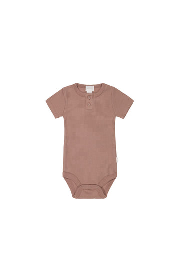 Organic Cotton Modal Darcy Rib Tee Bodysuit - Powder Childrens Bodysuit from Jamie Kay Australia