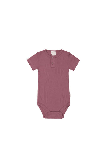 Organic Cotton Modal Darcy Rib Tee Bodysuit - Rosette Childrens Bodysuit from Jamie Kay Australia