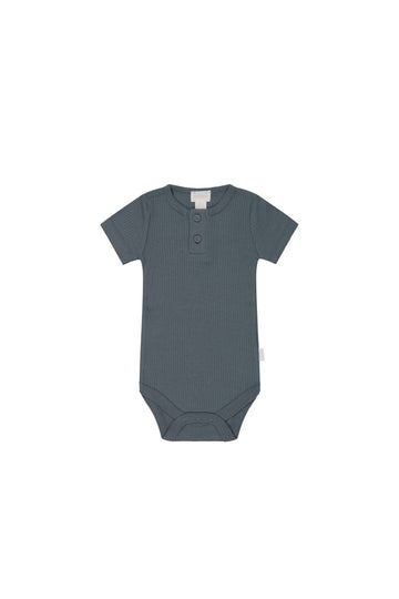 Organic Cotton Modal Darcy Rib Tee Bodysuit - Smoke Childrens Bodysuit from Jamie Kay Australia