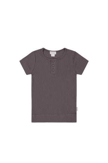 Organic Cotton Modal Henley Tee - Carob Childrens Top from Jamie Kay Australia