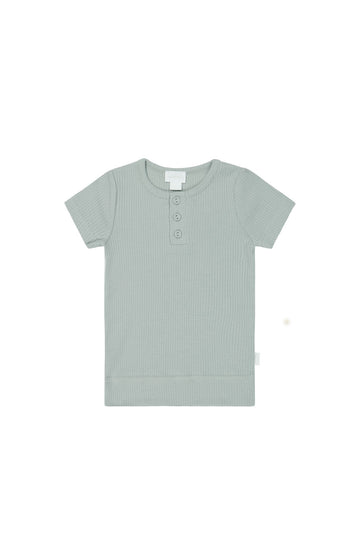 Organic Cotton Modal Henley Tee - Mineral Childrens Top from Jamie Kay Australia